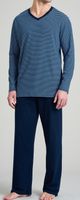Schiesser Pyjama met V-hals blauw gestreept
