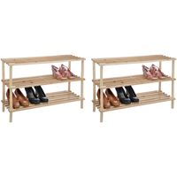 2x Houten schoenenrekken 3 laags 74 cm - thumbnail