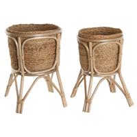 Plantenbakkenset Home ESPRIT Natuurlijk vlechtwerk Vezel 28 x 28 x 38 cm (2 Onderdelen)