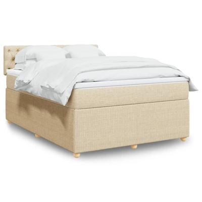 Boxspring met matras stof crèmekleurig 140x190 cm
