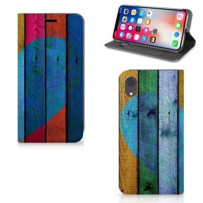 Apple iPhone Xr Book | Wallet Case | Wood Heart - Cadeau voor je Vriend