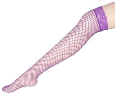 Sexy Linger over knie sokken Sexy Fishnet Lace nylon top mesh dij hoge kousen panty lange Panty's (paars)