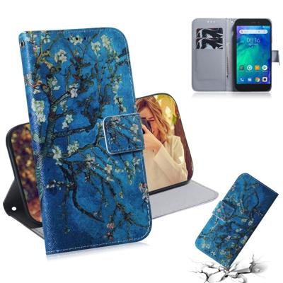 Abrikoos bloem patroon gekleurde tekening horizontale Flip lederen case voor Xiaomi Redmi gaan met houder & card slots & portemonnee
