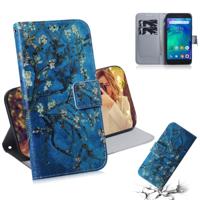 Abrikoos bloem patroon gekleurde tekening horizontale Flip lederen case voor Xiaomi Redmi gaan met houder & card slots & portemonnee