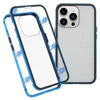 iPhone 13 Pro Magnetisch Hoesje met Gehard Glas - Blauw