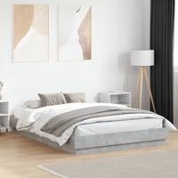 Bedframe met LED-verlichting betongrijs 160x200 cm