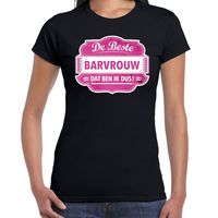 Cadeau t-shirt voor de beste barvrouw zwart voor dames - thumbnail