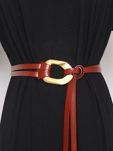 Fashionable Metal Buckle Split Leather Adjustable Double Belt