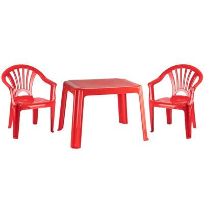 Tuinstoelen en tafel set - voor kinderen - kunststof - rood - 2x stoelen - buiten