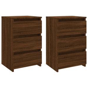 vidaXL Nachtkastjes 2 st 40x35x62,5 cm bewerkt hout bruin eikenkleur