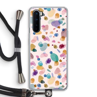 Terrazzo Memphis Pink: OnePlus Nord Transparant Hoesje met koord
