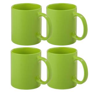 Koffie mokken/bekers - 8x - keramiek - glans - met oor - groen - 370 ml