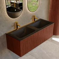 Badmeubel Mondiaz Kurve | 120 cm cm | Meubelkleur Ruby | Wastafelkleur Urban | Solid surface | Wasbak beiden zijden spoelbak | 2 kraangaten