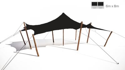 Stretchtent 6x8 zwart - Nomadik stretch