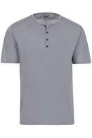 TRIGEMA Comfort Fit T-Shirt Henley kraag grijs, Effen - thumbnail