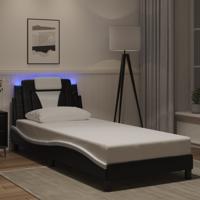 Bedframe "Viana" met LED zonder matras kunstleer zwart en wit 90x190 cm