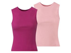 esmara 2 dames ribtops (XS (32/34), Lila/donkerroze)