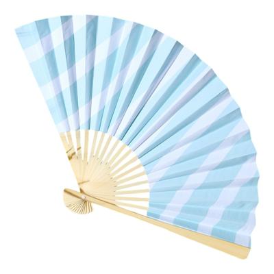 Handwaaier/spaanse waaier Marina - blauw - polyester - 26 cm - verkoeling/zomer
