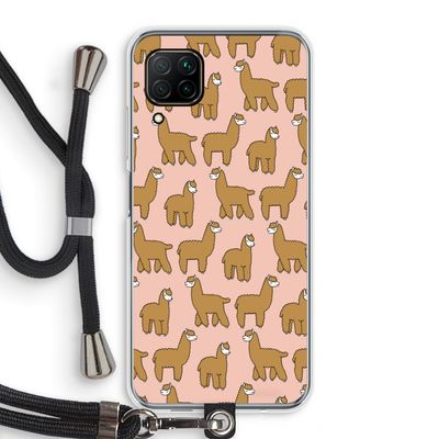 Alpacas: Huawei P40 Lite Transparant Hoesje met koord