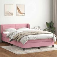Boxspring met matras fluweel roze 140x220 cm