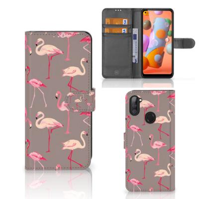 Samsung Galaxy M11 | A11 | Telefoonhoesje | Met pasjeshouder | Flamingo