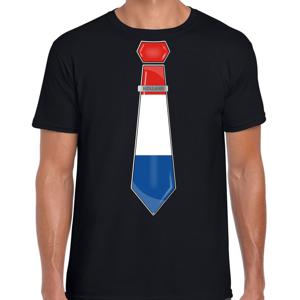 Verkleed T-shirt voor heren - stropdas Nederland - zwart - supporter - themafeest