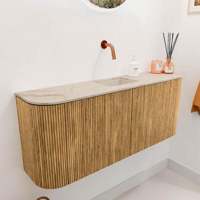 Toiletmeubel Mondiaz Joya Dlux | 103.2 cm | Meubelkleur Oak | Faye wastafel Frappe Wasbak Midden | Zonder kraangat(en)