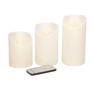 Kaarsen set 3x creme parel LED stompkaarsen met afstandsbediening