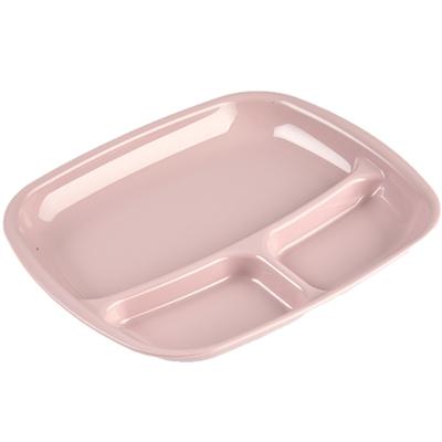 Plasticforte vakjes diner borden - roze - kunststof - 21 x 24 cm - 3 vakken - bbq en camping