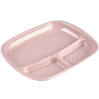 Plasticforte vakjes diner borden - roze - kunststof - 21 x 24 cm - 3 vakken - bbq en camping