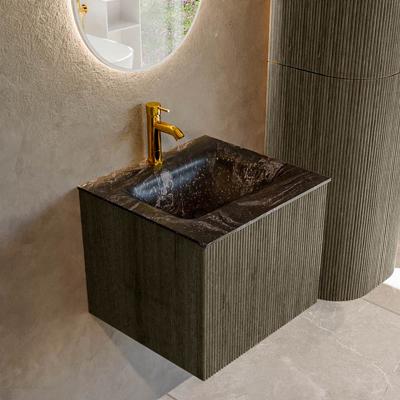 Badmeubel Mondiaz Kurve-Dlux | 50 cm cm | Meubelkleur Shadow | Wastafelkleur Lava | Solid surface | Wasbak midden spoelbak | 1 kraangat