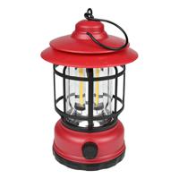 Stormlantaarn - rood - oplaadbaar - dimbaar - 17 x 10 cm - retro campinglamp   - - thumbnail