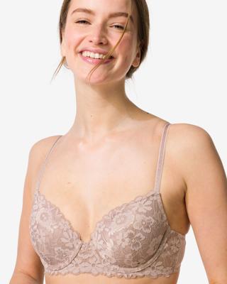 HEMA Voorgevormde kanten bh met beugel beige (beige)