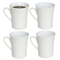 Gerimport Koffie / thee mok - 4x stuks - wit - 280 ml - mokken - porselein