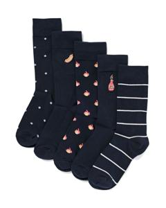 HEMA Herensokken Vlammen - 5 Paar Donkerblauw (donkerblauw)