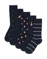 HEMA Herensokken Vlammen - 5 Paar Donkerblauw (donkerblauw)