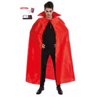 Halloween Dracula/vampier verkleed set - volwassenen - cape/tanden/schmink