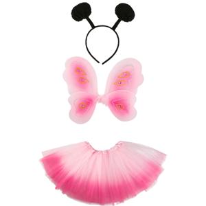 Vlinder verkleed set - vleugels/rokje/diadeem - roze - kinderen - carnaval accessoires