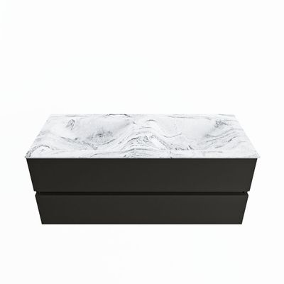 MONDIAZ VICA-DLUX 120cm badmeubel onderkast Urban 2 lades. Inbouw wastafel CLOUD dubbel 2 kraangaten, kleur Glace.