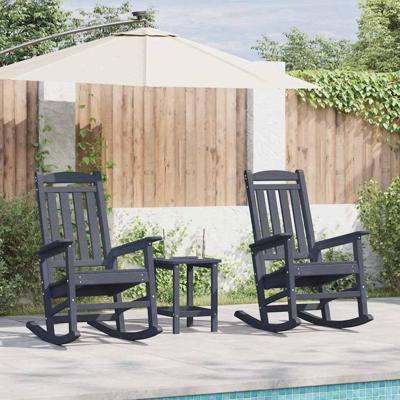 Tuin Schommelstoel 3 pcs Marineblauw 38 x 38 x 46cm Kunststof