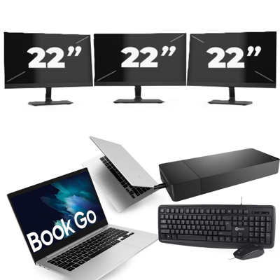 Microsoft Surface Go - Intel Core i5-10e Generatie - 10 inch - 8GB RAM - 64GB SSD - Windows 11 Home + 3x 22 inch Monitor