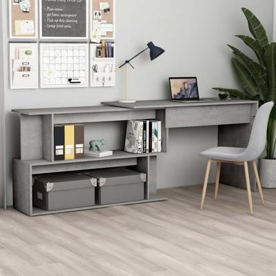 Hoekbureau 200x50x76 cm bewerkt hout betongrijs