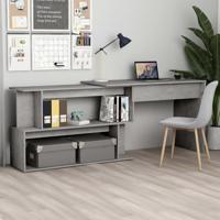Hoekbureau 200x50x76 cm bewerkt hout betongrijs