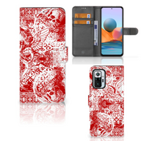 Telefoonhoesje met Naam Xiaomi Redmi Note 10 Pro Angel Skull Rood