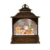 Sneeuwbol/snowglobe glitter lantaarn - 22 x 8 x 29 cm - met LED verlichting