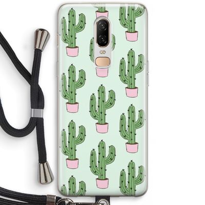 Cactus Lover: OnePlus 6 Transparant Hoesje met koord