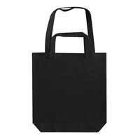 Canvas tas met dubbel hengsel - zwart - 38 x 42 cm- Katoen - Boodschappen draagtas/shopper