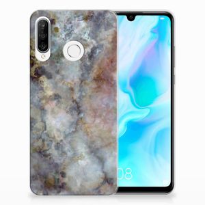 Huawei P30 Lite TPU Siliconen Hoesje Marmer Grijs