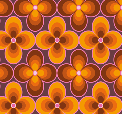 Bloemen retro groovy patroon vintage behang