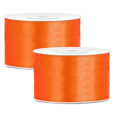 Hobby Sierlint satijn - 2x - Oranje - 25 meter - cadeaulint - satijnlint/sierlinten